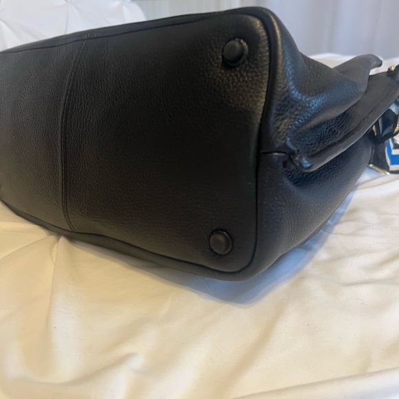 Cole Haan Black Pebble Leather Satchel with Blue Accent strap - Picture 6 of 7